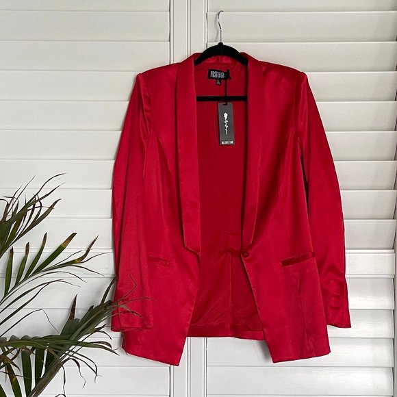 NWT Dolls Kill - Poster Grl Red Satin Blazer Size Large - Picture 8 of 12